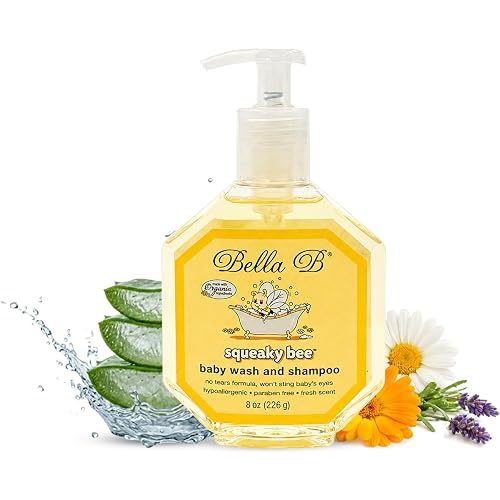 Bella B Squeaky Bee Bodywash 8 oz Baby Baby Bath Organic Natural Kids Organic Soap Baby Soap Organic 8 oz, Body Wash and Shampoo, Aloe Vera, 1 Count