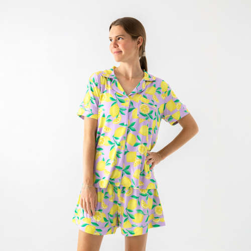 Lavender Sunny Citrus Women's Short Sleeve & Shorts Pajama Set