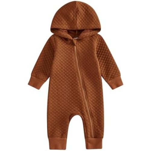 BemeyourBBs Newborn Baby Boy Girl Fall Winter Clothes Zipper Hooded Romper Cute Long Sleeve Jumpsuit Warm One Piece Outfit