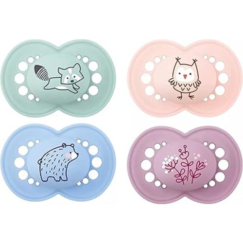 MAM Original Matte Baby Pacifier, Nipple Shape Helps Promote Healthy Oral Development, 4 Pack, Unisex, 6+ Months