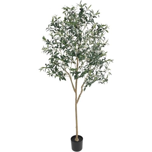 Artificial Olive Tree for Living Room Decor, 6FT Tall Faux Silk Plant Artificial Tree in Potted Oliver Branch Leaves and Fruits for Modern Home Decor Indoor