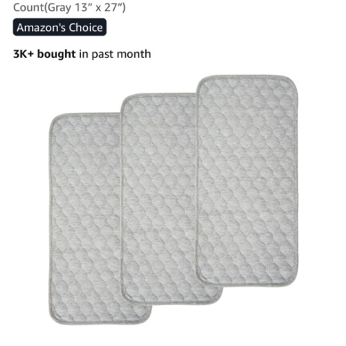 BlueSnail Quilted Thicker Waterproof Changing Pad Liners 3 Count(Gray 13” x 27”)