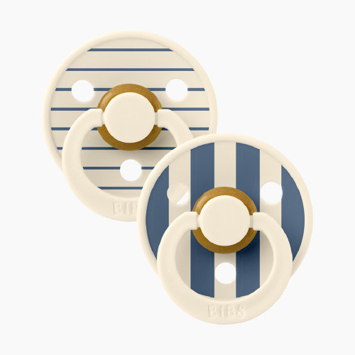BIBS Studio Pin Colour Natural Rubber Pacificier (2-pack) - Ivory Steel Blue, Size 2