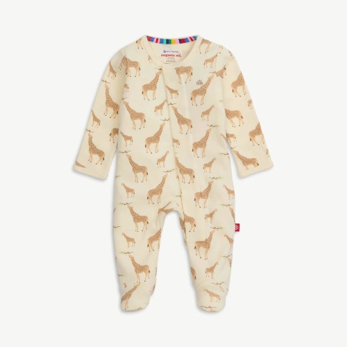 cream jolie giraffe organic cotton magnetic parent favorite footie – Magnetic Me