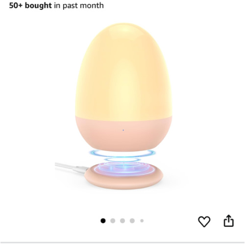 JolyWell Night Lights for Kids with Stable Charging Pad, Touch Control&Timer Setting, ABS+PC Baby Egg Lamp for Breastfeeding，Pink