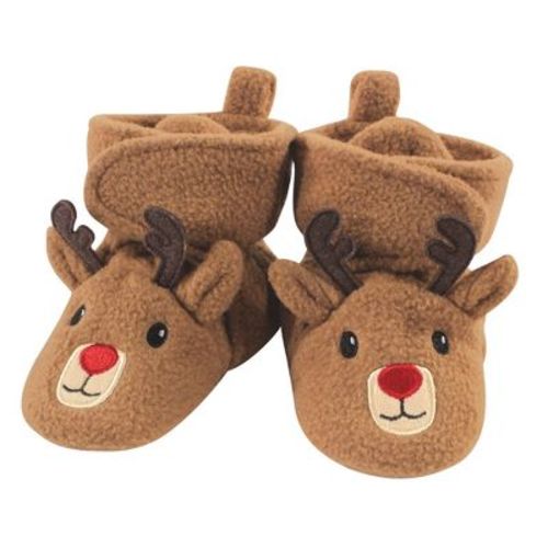 Hudson Baby Cozy Fleece Booties, Reindeer, 0-6 Months