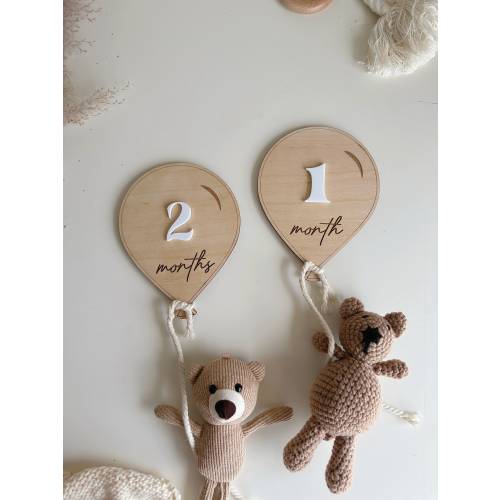 Air Balloon Baby Milestone | Boho Baby Milestone | Wooden  Milestone Disc | Monthly Baby Milestone  Marker | Baby Growth |