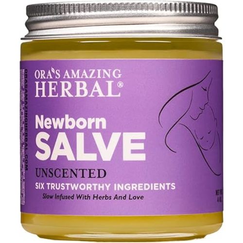 Ora's Amazing Herbal Newborn Salve, Calendula Baby Salve, Diaper Rash Cream, EWG Verified Baby Ointment, Infant Massage, Acne Eczema, Baby Balm, Butt Cream, Cradle Cap, Natural Paraben Free, 4 oz