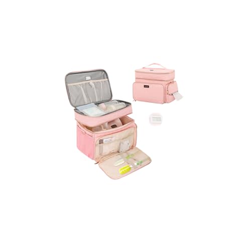Breast Pump Bag Compatible with Spectra S1/S2, Dual-Layer Pump Carrying Case with Water-Resistant Fabric for Breastfeeding Essentials, Portable Milk Storage Bags in Work, Travel and Outdoor, Bag Only