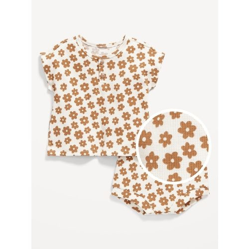 Thermal-Knit Henley Top and Bloomer Shorts Set for Baby