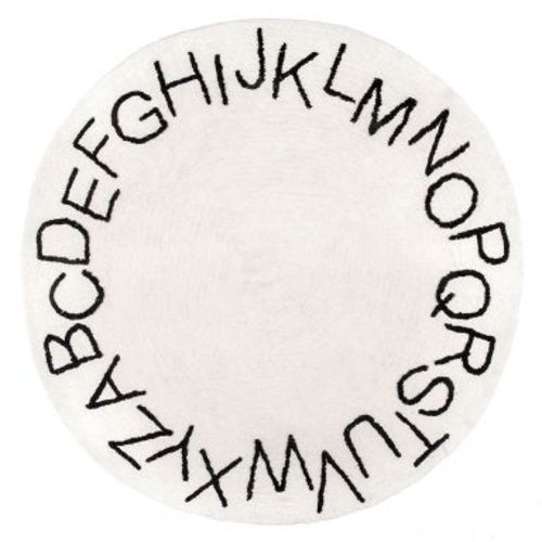 Nuloom Alphabet Pet Friendly Machine Washable Area Rug, Round 4', Ivory