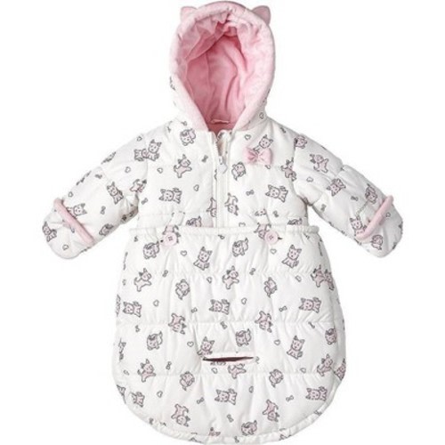 LONDON FOG Newborn Baby Girl and Boy Puffer Carbag Pram Snowsuit, Color: Pink