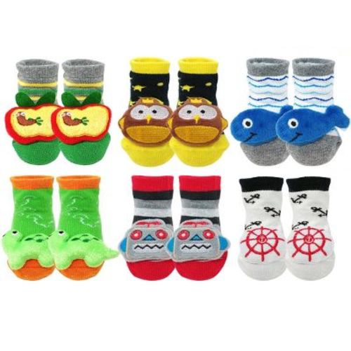 Wrapables Cute 3d Cartoon Anti-skid Baby Booties Sock Slipper Shoes (set Of 6), Adventure
