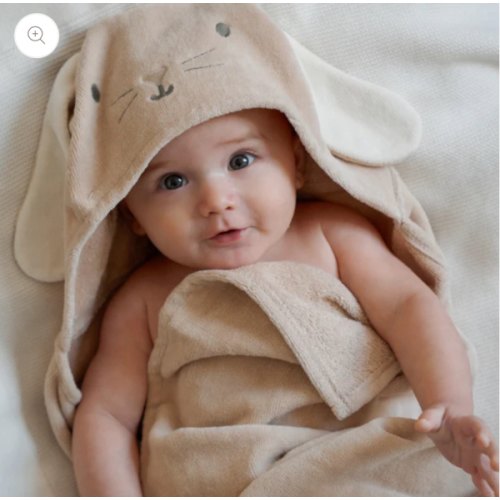 Taupe Bunny Hooded Baby Bath Wrap – Elegant Baby