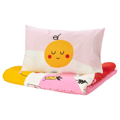 GRÖNFINK Duvet cover 1 pillowcase for crib - multicolor/striped 110x125/35x55 cm (43x49/14x22 ")