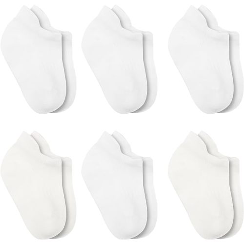 bistyle Baby Grip Ankle Socks 6 Pairs | Newborn Infant Toddlers Socks Seamless Cotton | Kids Boys Girls Ankle Socks - 0-6 Months - White