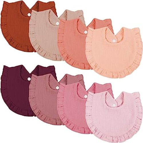 Omisy 8 Pack Baby Bibs, Drooling Toddler Cotton Snap Bibs for 2-36 Months Baby Girls and Boys, Absorbent Teething Bibs