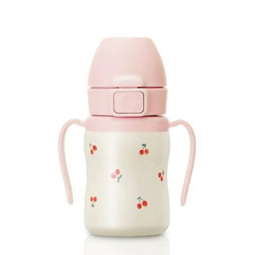 Grosmimi Stainless Steel Straw Cup With Flip Top - 6oz (200ml) Cherry_peach 6oz
