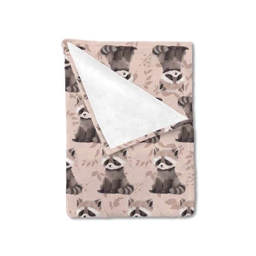 Hwmmbh Cute Woodland Raccoon Leaves Baby Blanket for Boys Girls Baby Animal Flannel Soft Swaddle Blanket Receiving Blankets for Nursery Stroller Toddler Bed Baby Carseat Crib Daycare Playmat 30x40
