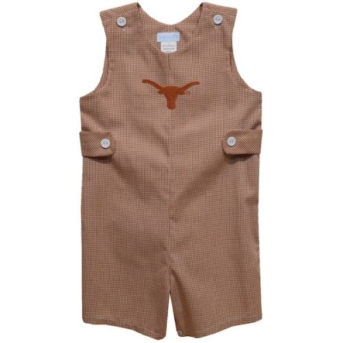 Texas Longhorns Vive La Fete Toddler Gingham Jon Jon Romper - Texas Orange