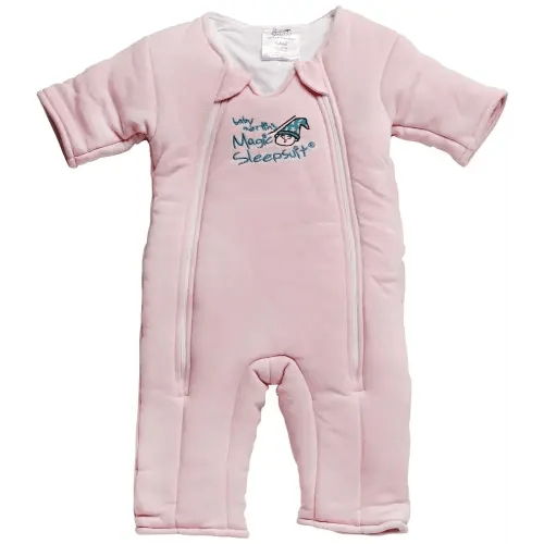 Magic Sleepsuit Baby Merlin's Cotton Baby Swaddle Transition Product - Soft and Cozy Design, Double Zipper for Easy Diaper Changes, Promotes Safe Sleep, 3-6 Months - Pink - Small 12-18lbs
