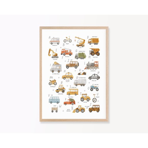 Car and Truck Alphabet Printed art print Cars  alphabet Printed and shipped Watercolor alphabet printed on high archival paper GTA1-A1