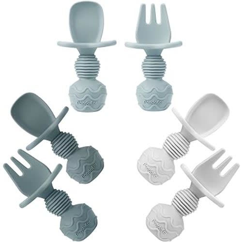 PandaEar 6 Pack Silicone Baby Spoons Self Feeding| Infant Spoons First Stage| Baby Utensils 6-12 Months| Toddler Baby Feeding Spoon | Baby Eating Essentials| Baby Led Weaning Supplies