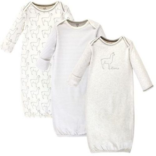 Touched By Nature Baby Organic Cotton Long-sleeve Gowns 3pk, Llama, 0-6 Months