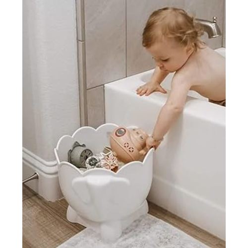 Bath Toy Storage - 2 Piece Baby Bathtub Toy Holder with Removable Base for Draining - Drying Kids Bucket Caddy Bathroom Shower Toy Organizer for Baby Bath Toys Outside Tube (Bath Buddy Toy Storage)
