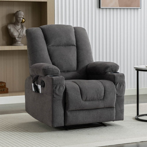 Ebern Designs Aricella 39.3'' Wide Chenille Recliner With Massage & Heating & Cup Holder & Reviews | Wayfair