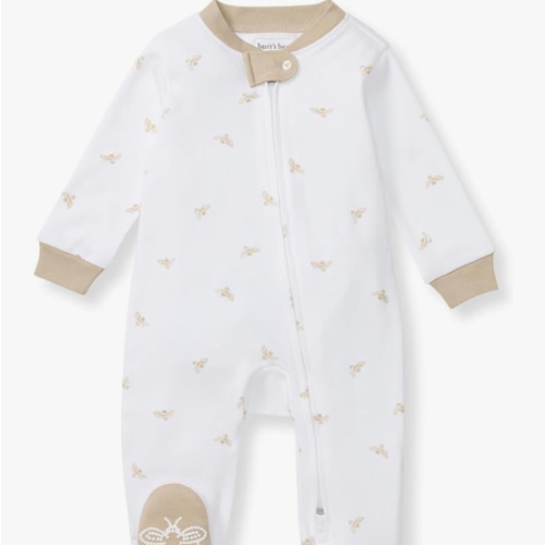 Burt's Bees Baby Boys Sleep and Play PJs, 100% Organic Cotton One-Piece Zip Front Romper Jumpsuit Pajamas