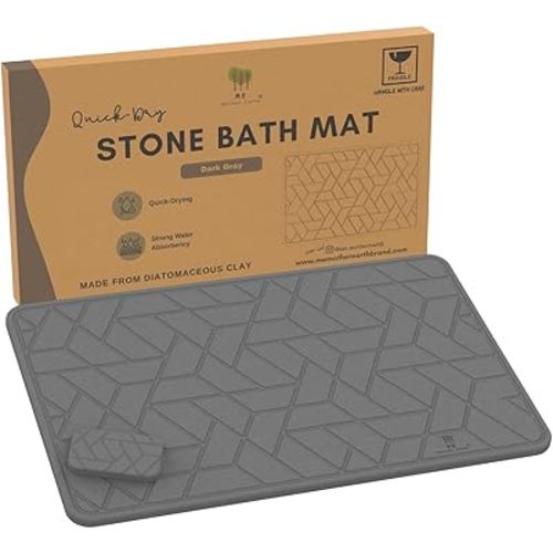 Quick Dry Diatomaceous Earth Floor Stone Bath and Kitchen Dish Drying Mat, Bathroom Non-Slip Shower Mat, Super Absorbent Pad, Eco Friendly, Easy to Clean, Sustainable, Dark Grey