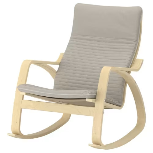 POÄNG rocking-chair, birch veneer/Knisa light beige - IKEA