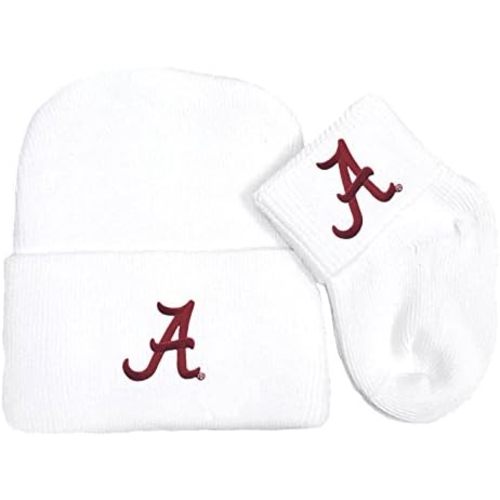 Alabama Crimson Tide Newborn 0-3 Months Baby Knit Cap and Socks Set