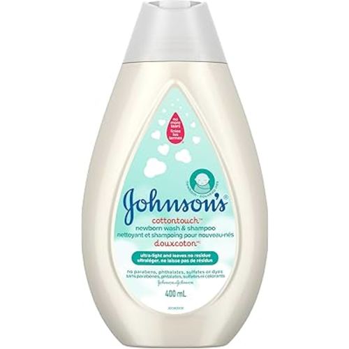 Johnson's Baby newborn bath wash and shampoo, cotton touch body wash, 400ml