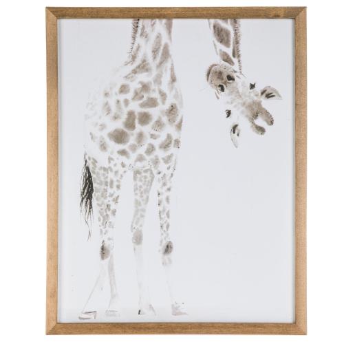 Giraffe Looking Upside Down Wood Wall Decor