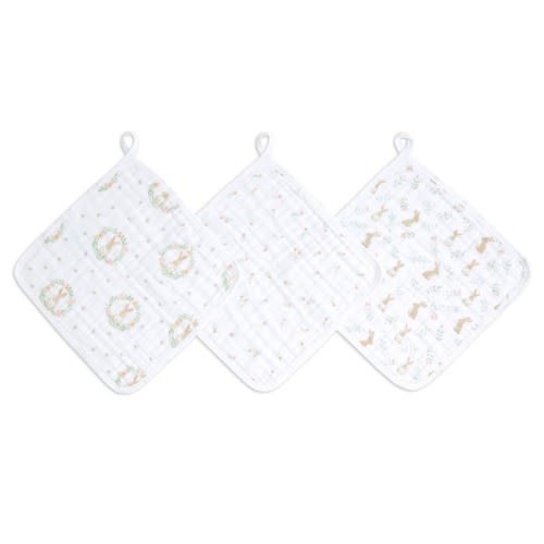 Blushing Bunnies Muslin Washcloths 3pk | aden + anais
