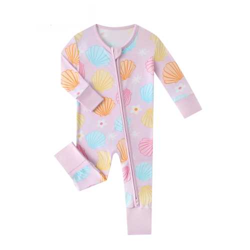 Posh TOT Pastel Seashell Bamboo Baby Convertible Zippy Romper  CINCO DE MAYO PROMO - FINAL SALE