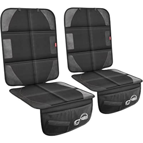 Car Seat Protector with Thickest Padding,Waterproof 600D Fabric Child Baby Seat Protector with Storage Pockets,Non-Slip Pets Cover Leather Reinforced Vehicle Seat 2 Pack