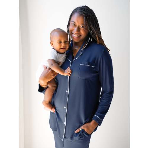 Clea Bamboo Long Sleeve Pajama Set | Navy