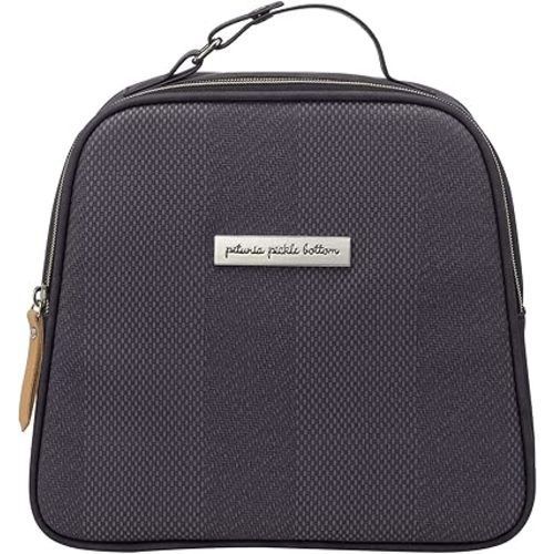 Petunia Pickle Bottom Tandem Insulated Lunch Tote, Perfect for Snacks or Wireless Pump, Holds Three Bottles, Lightweight & Easy to Clean (Carbon Cable Stitch)