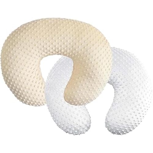 iEvolve Nursing Pillow Cover Breast feeding Pillow cover for Baby Boy Girl，Cover Only(White&Lightbeige Pack of 2)