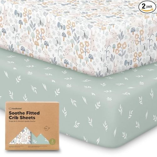 KeaBabies 2-Pack Organic Cotton Crib Sheets for Boys, Girls - 52x28 Fitted Crib Mattress Sheet Neutral, Breathable Cover for Baby Bed Set, Toddler Mattress, Soft & Cute Prints (Prairie)