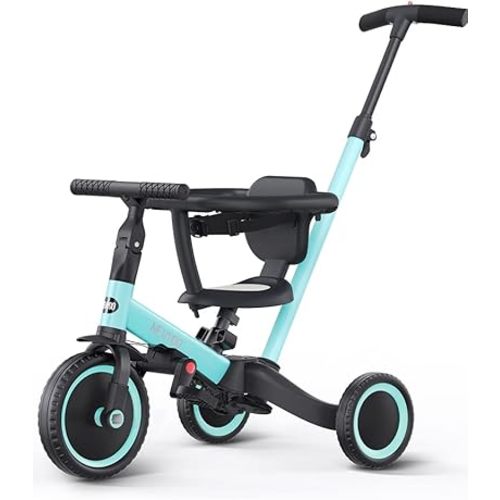 newyoo Toddler Tricycles for 1-3 Year Olds, Toddler Bike, Baby Balance Bike, Christmas and Birthday Gift for Boy and Girl, Trike with Push Handle, Safety Guard, Safety Belt, Blue, TR008