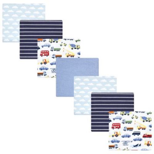 Hudson Baby Infant Boy Cotton Flannel Receiving Blankets Bundle, Colorful Transportation, One Size