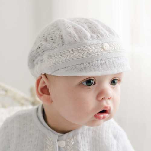 Baby Boy Hats - Blue Knit Hat 'Harrison' | Baby Boy Knit Hats | Baby Boys Christening & Baptismal Hats | Baby Boy Blue Knit Hat and Caps