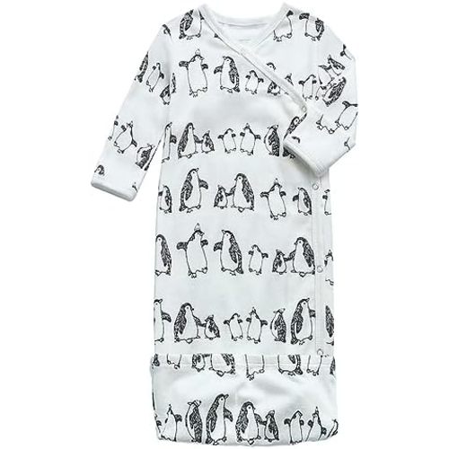 O2 BABY 100% Organic Cotton Kimono Gown with Mittens & Fold-Over Pouch