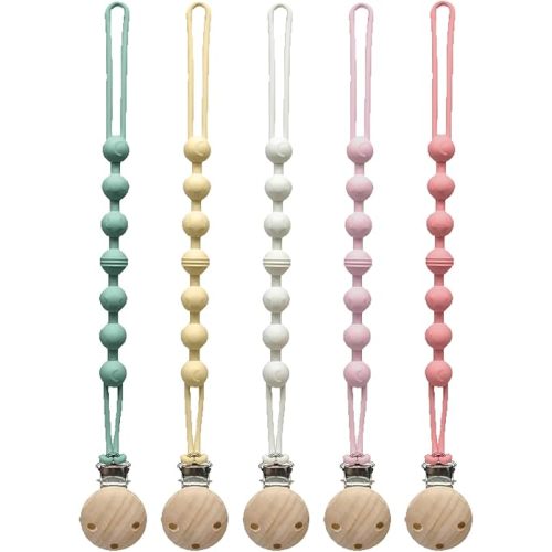 Pacifier Clip for Boys Girls - MORIBOX 5 Pack Paci Clip Soothie Baby Binky Holder for Shower Gift Birthday