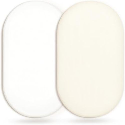GRSSDER Stretchy Ultra Soft Fitted Bassinet Sheet 2 Pack, Universal Fit for Bassinets Baby Cradle Moses Basket Oval Rectangle Mattress Safe and Snug, Jersey Bassinet Sheets for Girls, Cream/White
