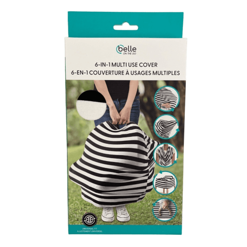 Belle On The Go 6 in 1 Multi Use Cover Striped High Chair Car Seat Nursing Wrap